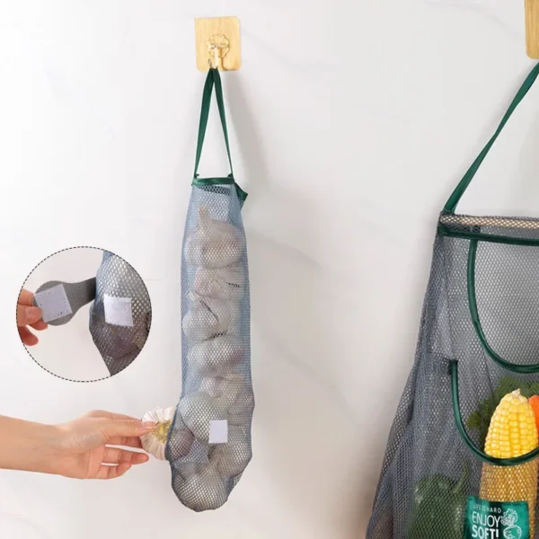 Reusable Kitchen Hanging Mesh Bag Home Fruit and Vegetable Net Bag for Ginger Garlic Potatoes Onions Storage Baskets - Image 4