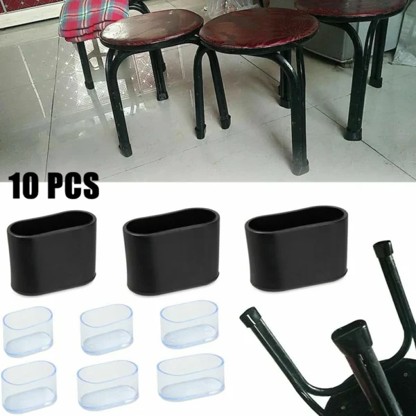 10 X Rubber Chair Leg Cap Oval Covers Furniture Table Feet Floor Protectors For Protecting Household Furniture - Image 2