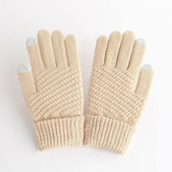 Winter Warm Touchscreen Gloves Thick Fleece Women Men Fashion Knitted Gloves Mittens Pineapple Pattern Wool Gloves Touch Screen - Image 4