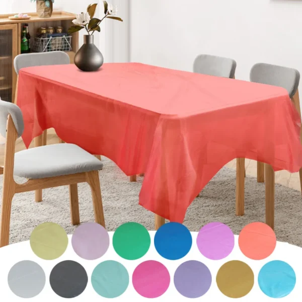 1pc Reusable Tablecloths 137x183cm BPA Free Plastic Dining Table Cover Cloth for Parties Picnic Camping Disposable Tablecloths - Image 2