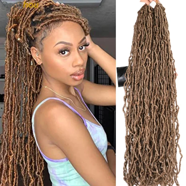 Faux Locs Crochet Hair 18 24 36 inch Faux Locks Crochets Braids Cheveux Synthetic Curly Hair Soft Locs Meche Pour Crochet Braid - Image 4