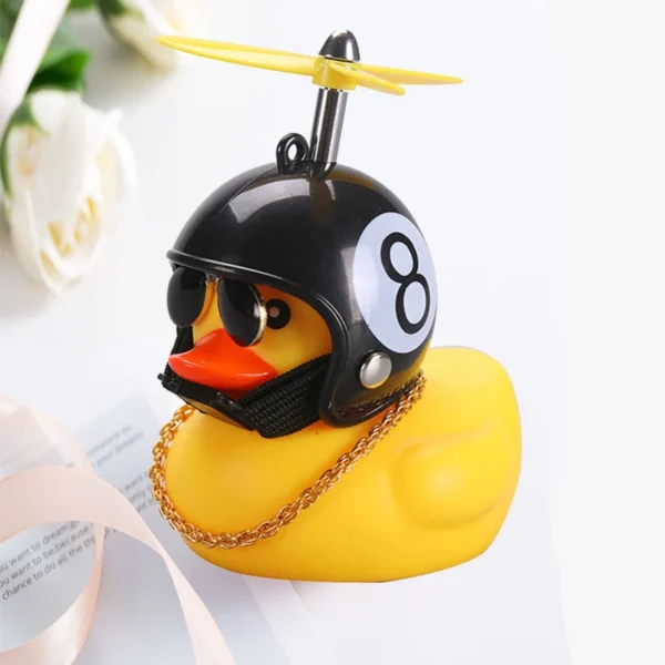 Car Duck With Helmet Broken Wind Pendant Small Yellow Duck Road Bike Motor Helmet Riding Cycling Accessories Without Lights - Image 3