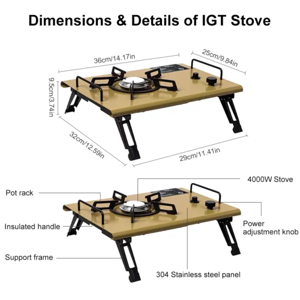 WESTTUNE Camping Table with IGT Stove Portable Aluminum Alloy Folding Table with Accessories Multifunctional Outdoor Tables - Image 5