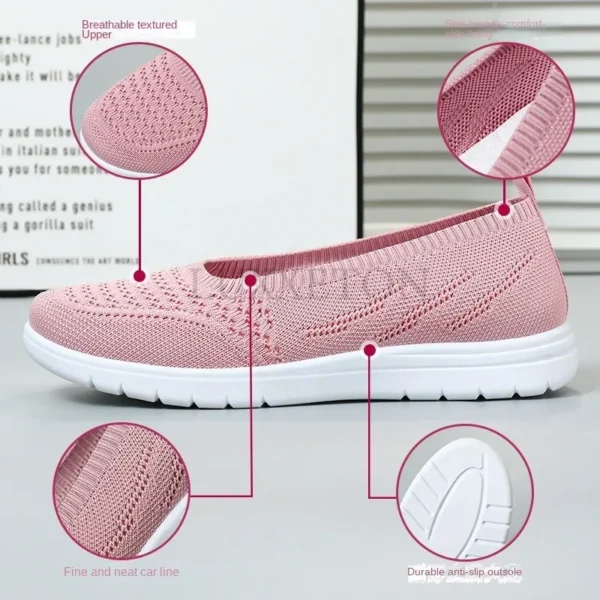 Women's Slip On Solid Color Shoes Summer Fashion Mesh Breathable Casual Shoes Walking Non Slip Platform Sandals Flats Loafers - Image 4