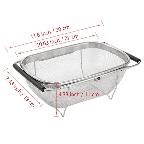 Sink Drainer Vegetable And Fruit Drainer Basket Repeatable Practical Retractable Stainless Steel Kitchen Filter Storage Basket - Image 6