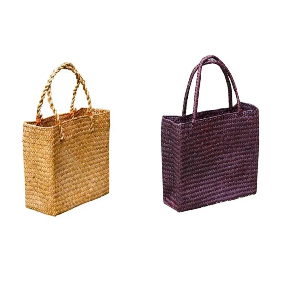 Rattan Handbag Weave Bag Casual Straw Braided Large Storage Basket Fashion Three-dimensional Women Tote - Image 6