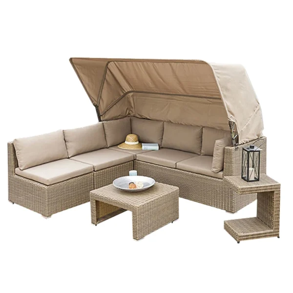 Courtyard Factory High-end Patio Outdoor Waterproof Rattan Sofa Set Furniture Garden with Shed - Image 6