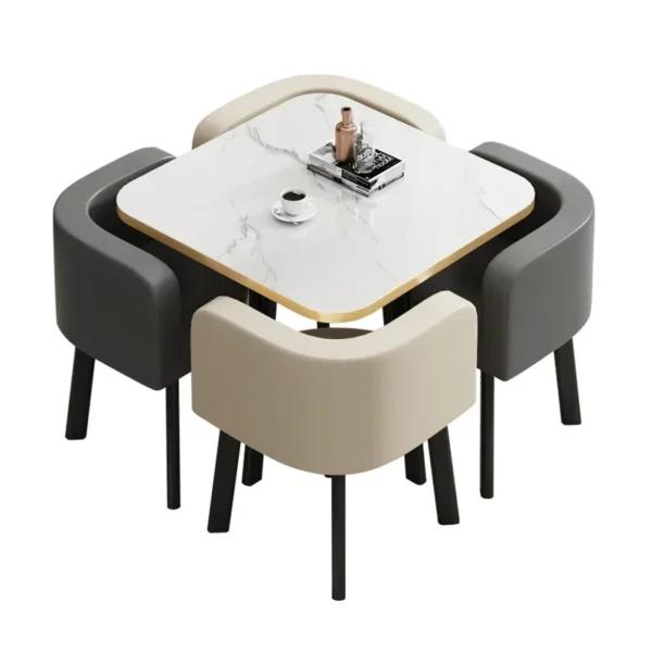 Round Table Resting Area One Table and Four Chairs Set Light Luxury Leisure Negotiation Table and Chair Combination Reception - Image 3