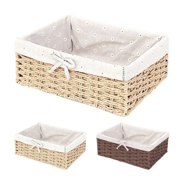 Sundries Box Sturdy Construction Good Load Capacity Fabric Multifunction Handmade Clothes Toys Rattan Storage Basket for Home - Image 4