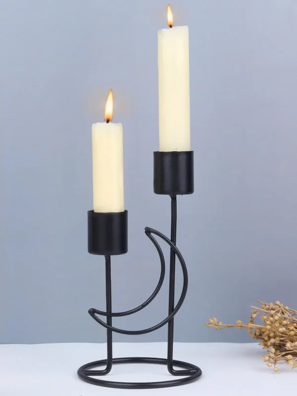 1pc Holder for Pillar Candles Metal Candlestick Moon Shape Stand Desktop Tealight Decoration for Dining Party Wedding - Image 2