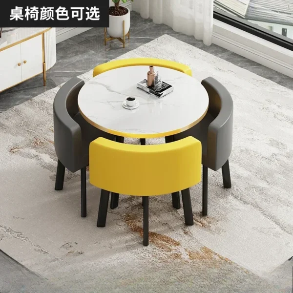 Round Table Resting Area One Table and Four Chairs Set Light Luxury Leisure Negotiation Table and Chair Combination Reception - Image 5