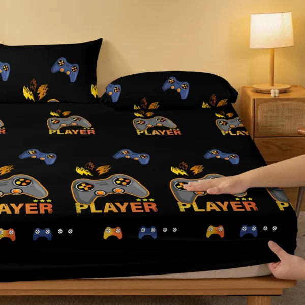 1 piece of Giant Player black patterned matte bedsheet, bedroom printed bedspread, bedding (excluding pillowcases) - Image 3