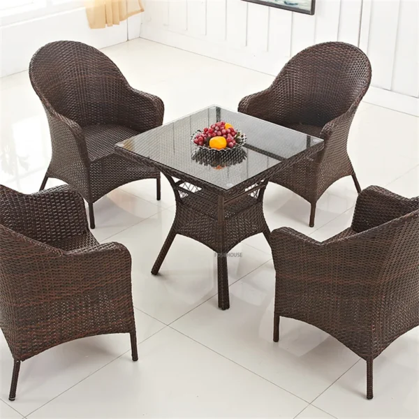 Modern Simple Leisure Armchair Restaurant Table Dining Chair Balcony Coffee Table Square Table Patio Chair Outdoor Furniture Set