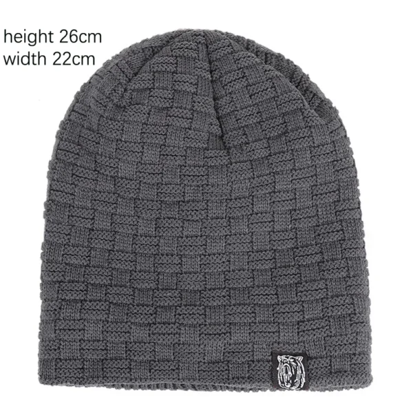 Winter Men's Plush Hat Lining Beanies Outdoor Sports Keep Warm Knitted Skullies - Image 2