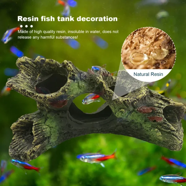 Fish Tank Escape Hole Multifunction Resin Fish Hiding Cave Non-toxic Aquarium Dead Wood Decoration for Fish Tank Decor - Image 6