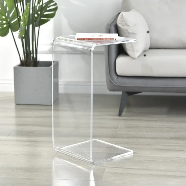 C-type Acrylic Sofa Tables Clear Side Coffee Table Living Room Bay Window Computer Table Bedroom Corner Stand Balcony Storage - Image 5