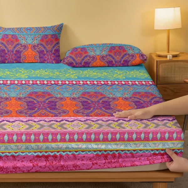 1 Piece of Bohemian Pattern Frosted Bedsheet, Bedroom Printed Bedspread, Bedding (Excluding Pillowcases) - Image 3