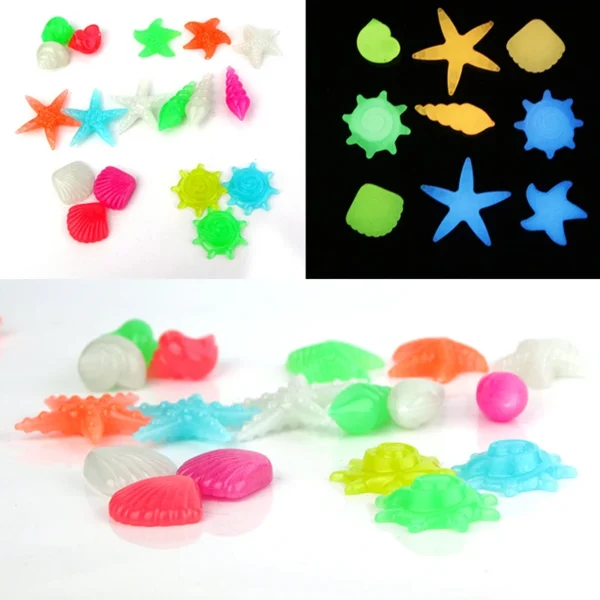 10Pcs Luminous Glowing Stones Starfish Conch Shell Shaped For Fish Tank Table Walkways Garden Aquarium Decorative Pool Landscape - Image 2