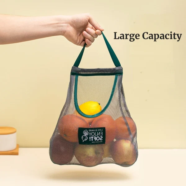 1pc 40x50cm Green Multi-purpose Storage Household Hanging Bag Fruits And Vegetables Portable And Breathable Hanging Storage Bag - Image 2