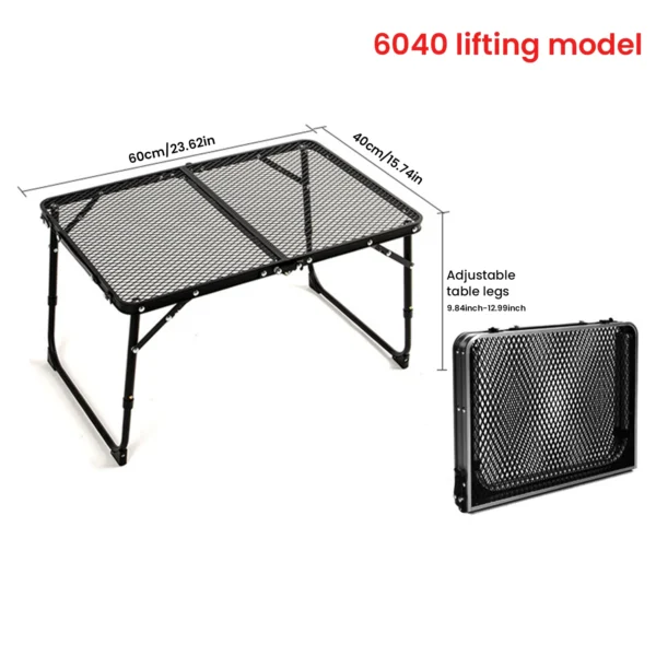 Camping Table Iron Mesh Folding Table Portable Outdoor Camping With Lifting Shelf Mesh Folding Table Outdoor Foldable Table - Image 3