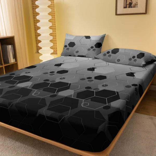 1 piece of stacked hexagonal pattern frosted bedsheet, bedroom printed bedspread, bedding (excluding pillowcases)