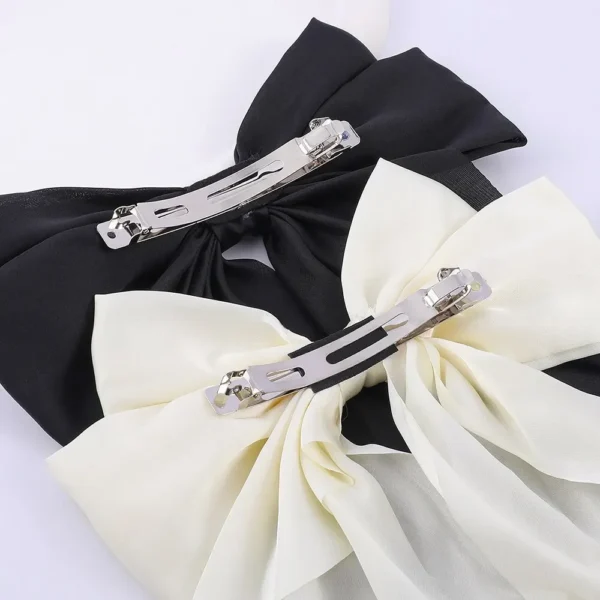 1/2Pcs Elegant Bow Ribbon Hair Clip Women Fashion Solid Bowknot Satin Hairpin Barrettes Girls Ponytail Clip Hair Accessories - Image 5