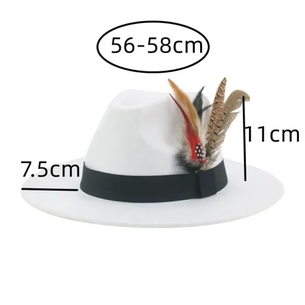 Hat Fedoras Winter Women Hats Men Felt Hat Feather Luxury Fashion Casual Wedding Decorate Men Women Fedora Chapeau Femme Bonnet - Image 6