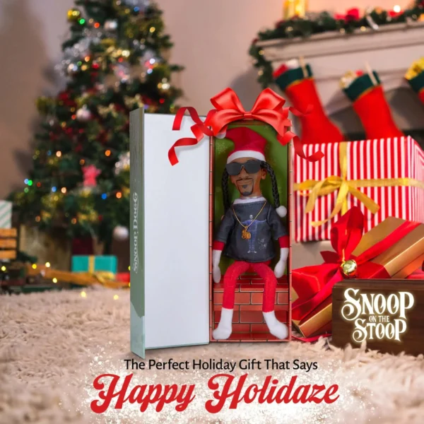 New Snoop Dogg Snoop on a Stoop Christmas Elf Doll 12” Plush Toys Shelf Decor Includes Elf Toy Tshirt Sunglasses and Necklace - Image 5