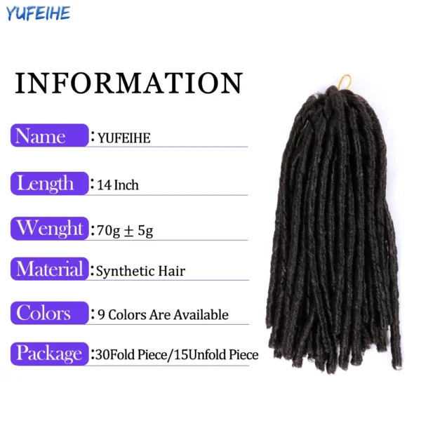 14inch 70g/Pack Faux Locs Synthetic Braiding Hair Extensions Afro Hairstyles Soft Dreadlock Brown Black Bug Crochet Braids - Image 3