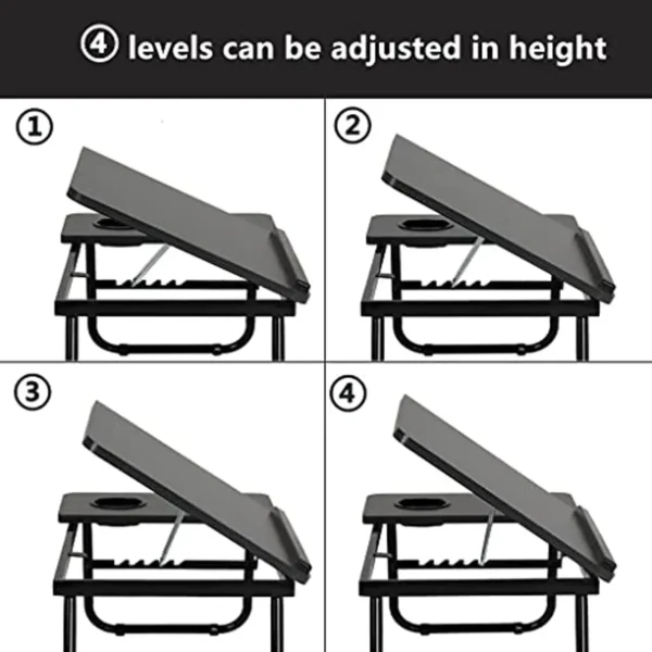 Folding Laptop Desk for Bed Portable Computer Tray for Sofa Table for Writing 4 Angles Adjustable Laptop Table with Cup Holder - Image 6