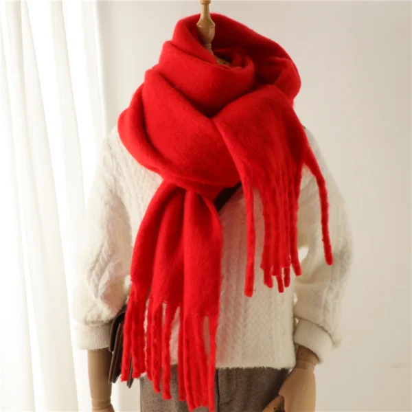 Winter Scarf for Women Cashmere Warm Solid Pashmina Blanket Wraps Female Thick Soft Bufanda Big Tassel Shawl Long Poncho Echarpe - Image 6