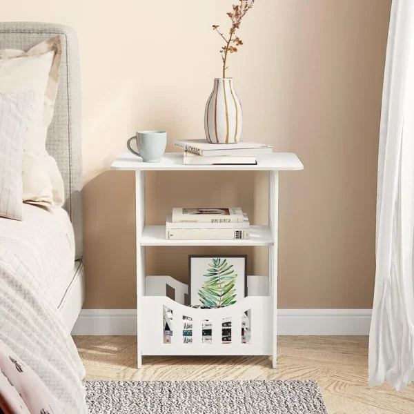 Small Bedside Table Cabinet Side End Coffee Tea Table Nightstand Storage Shelf - Image 4