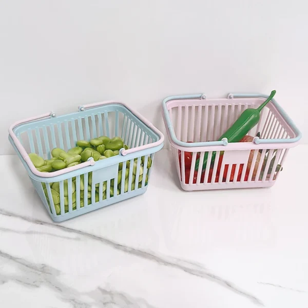 2 Pack Storage Basket with Handle for Washing Vegetables and Fruits, Quick Draining Basket with Non-slip Bottom - Image 3