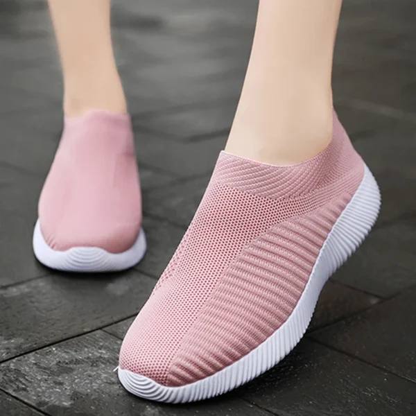 Women Flat Slip on White Shoes Woman Lightweight Sneakers Women Casual  Summer Autumn Walking Mesh Running Sports Shoes 2024 - Image 2