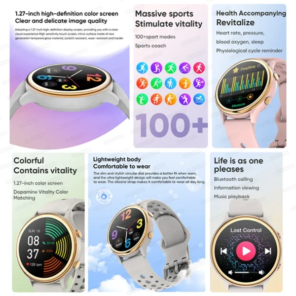 1.27 Inch Bluetooth Call Smart Watch Women AMOLED HD Screen Health Monitor Sport Fitness IP68 Waterproof Smartwatch Ladies 2024 - Image 2