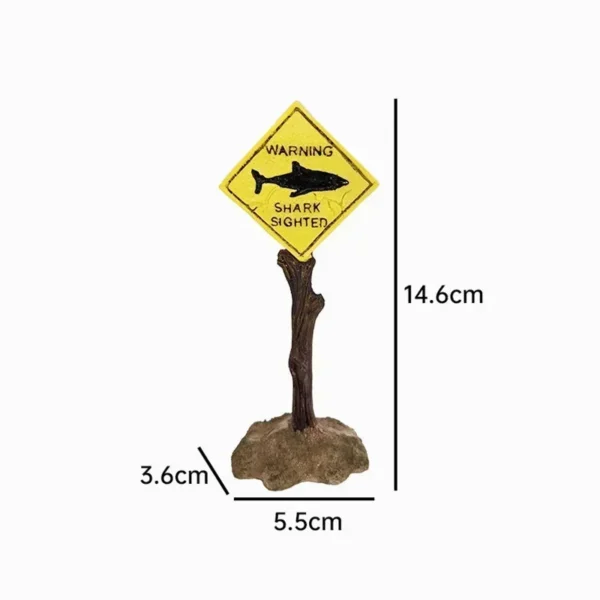 Resin Aquarium Decoration Ornaments Artificial Shark Warning Sign Landscaping Accessories for Fish Tank Aquarium Background - Image 2