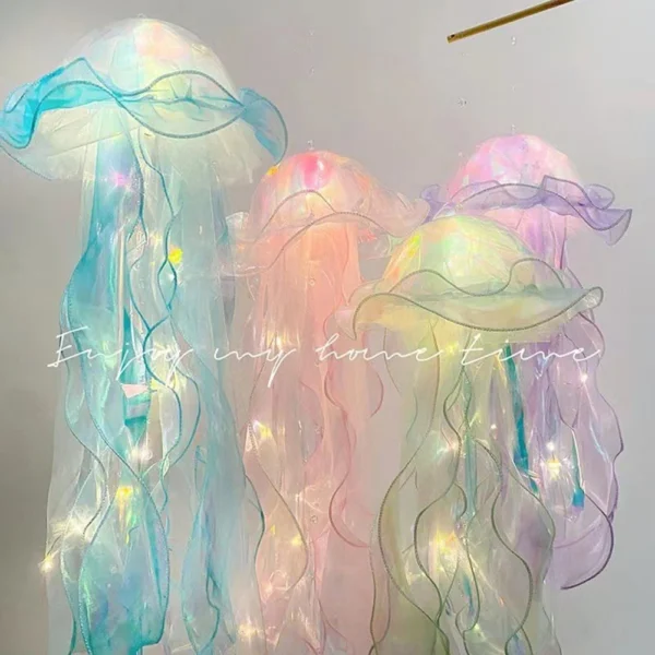 DIY Jellyfish Lantern Under The Sea Colorful Jellyfish Lamp Girl Bedroom Atmosphere Decoration Lamp Mermaid Theme Party Decor - Image 5