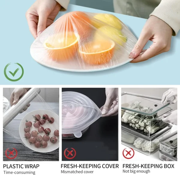 Large Disposable Food Cover Bags Big Food Cover Plastic Bags Elastic Saran Wrap Fruit Cover Shower Headgear Kitchen Fresh Saver - Image 4