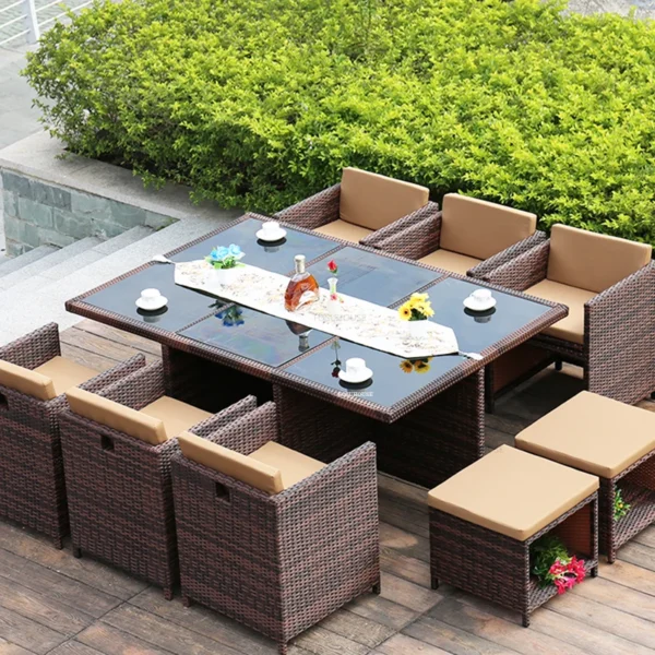 Leisure Outdoor Table Chairs Modern Open-air Garden Furniture Sets Patio Rattan Furniture Set Waterproof and Sun-proof Armchair - Image 2