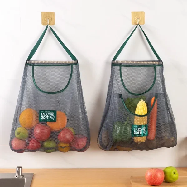 Reusable Kitchen Hanging Mesh Bag Home Fruit and Vegetable Net Bag for Ginger Garlic Potatoes Onions Storage Baskets - Image 2