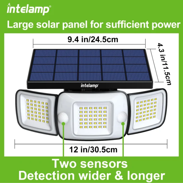 Intelamp Solar Outdoor Light Motion Sensor Waterproof Bright Wall Street Lamp For Garden Yard Path Garage Stairs Porch - Image 2