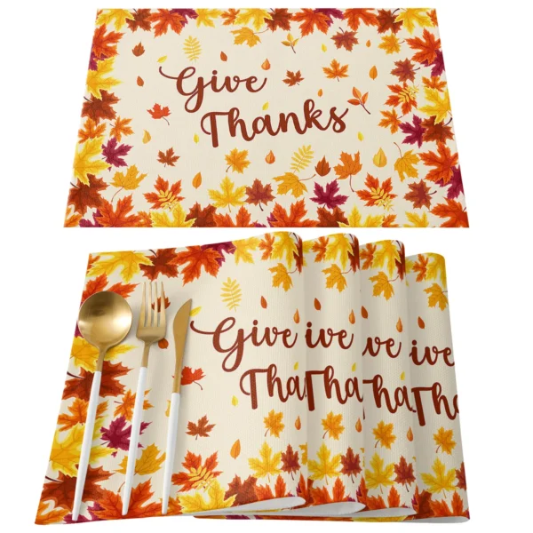 Thanksgiving Autumn Maple Leaves Table Runner Christmas Dinner Table Cloth Wedding Party Decor Cotton Linen Tablecloth - Image 3