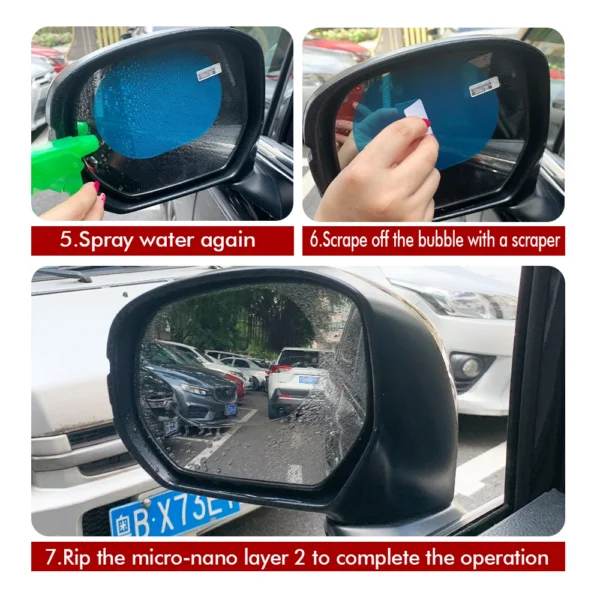 Car Rearview Mirror Film Side Window Rainproof Clear Film 2Pcs Anti Fog Window Mirror Protective Sticker Car Accessories - Image 6