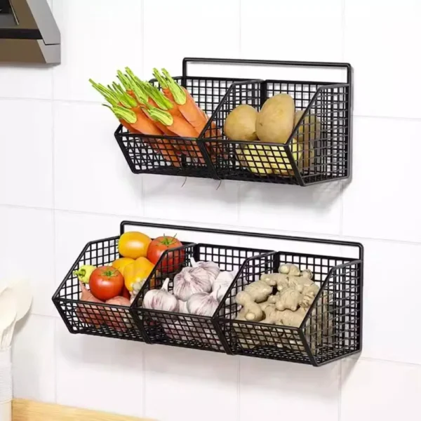 Onion Gginger Garlic Kitchen Shelf Wall Hanging Condiments Spice Vegetable Fruit Storage Rack Wall Drain Basket Punch-Free - Image 6