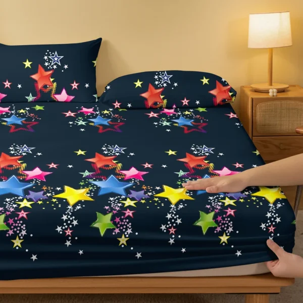 1 piece of matte bedsheet with scattered patterns of colorful stars, bedroom printed bedspread, bedding (excluding pillowcases) - Image 3