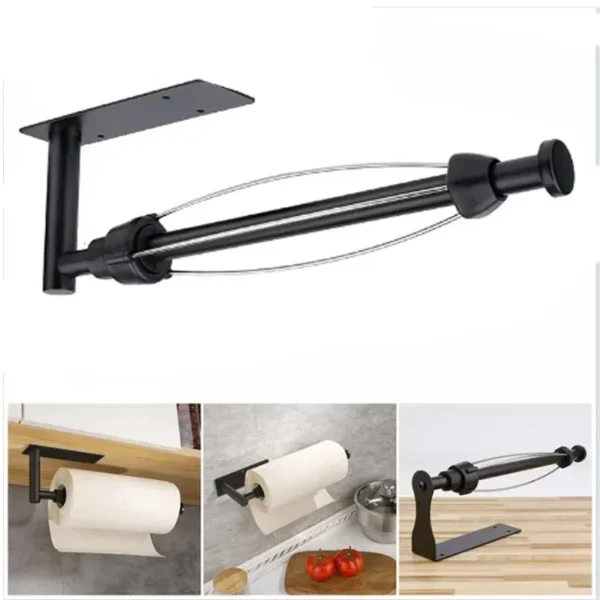 Stainless Steel Paper Towel Holder Punch-free Bathroom Toilet Paper Holder Storage Rack Kitchen Organizer Adhesive Wall Mount