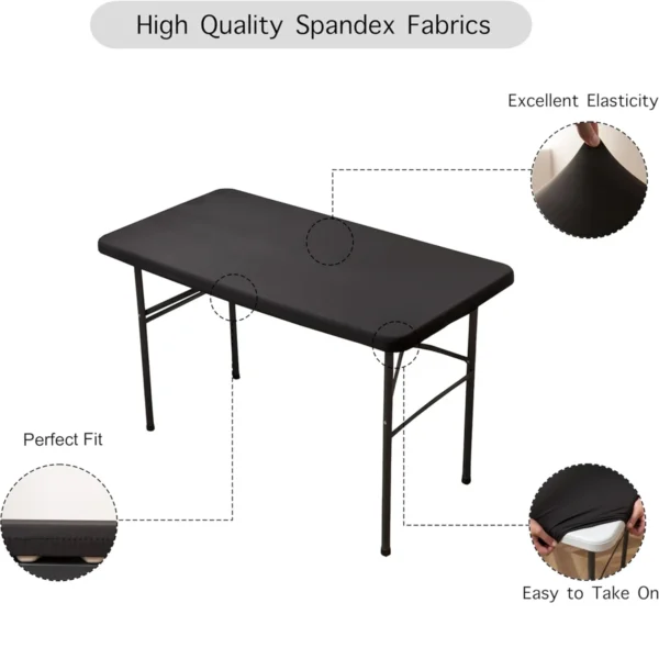 1 Pc 4/6/8ft Spandex Tablecloth Elastic Fitted Stretch Rectangular Tablecloth Washable and Wrinkle Resistant Patio Table Cover - Image 2