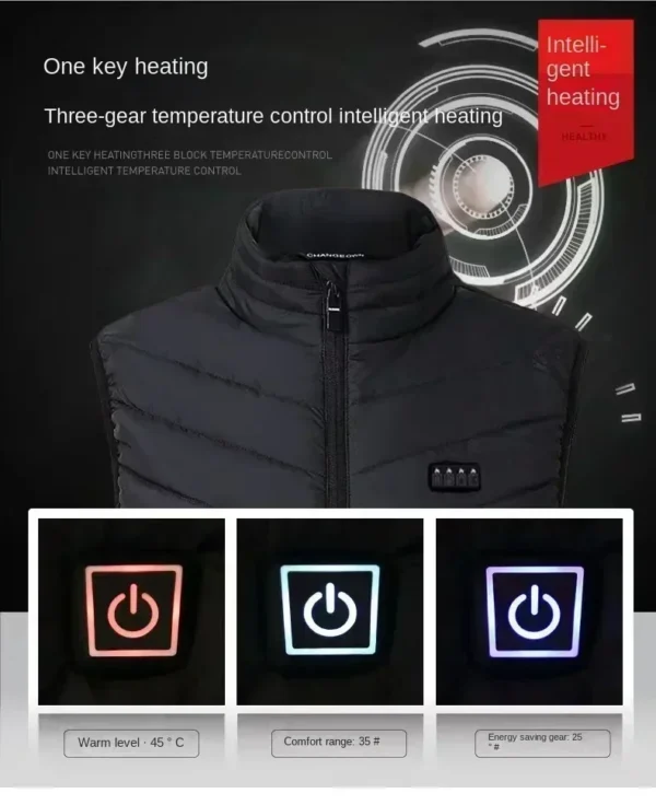 21 Zone Heating Vest Men's USB Infrared Thermal Jacket Smart Heating Clothes New Winter Cold-proof Thick Sleeveless Coat Hiking - Image 2