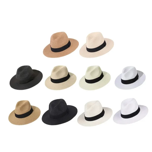 Summer New Straw Hat For Men and Women Outdoor Seaside Vacation Beach Hat Foldable Straw Woven Sun Protection Hat