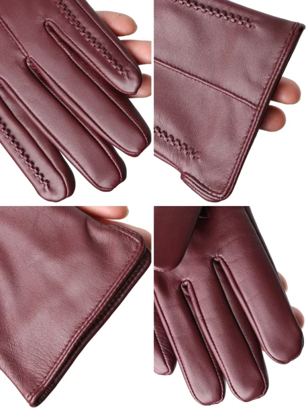 Women's sheepskin gloves winter warm plus velvet short thin touch screen driving color women's leather gloves good quality -2226 - Image 3